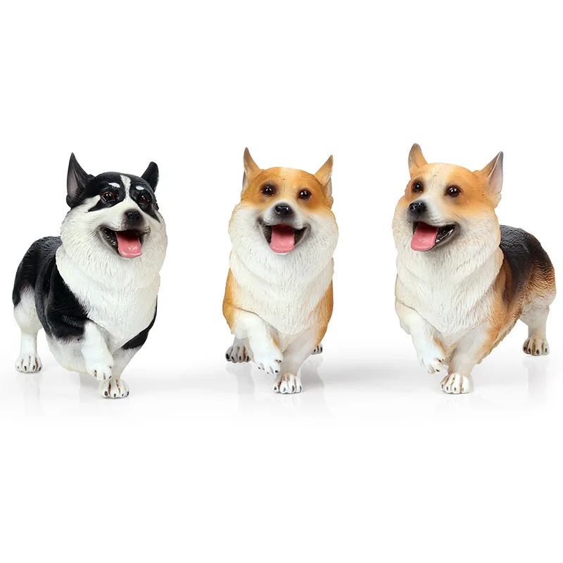 1/48 simulação adorável corgi pet cão modelos casa ornamento acessórios estatuetas animais modelo brinquedos crianças decoração presentes