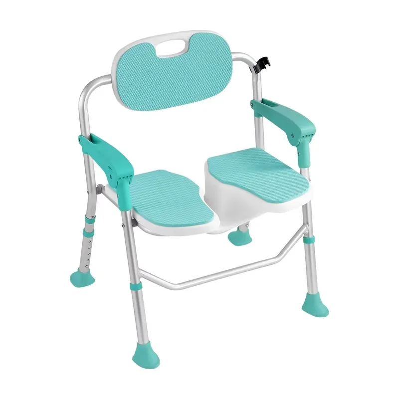 Foldable Shower Chair for Elderly Non Slip Bath Seat with Armrests Lightweight Bathtub Safety Stool for Seniors Disabled
