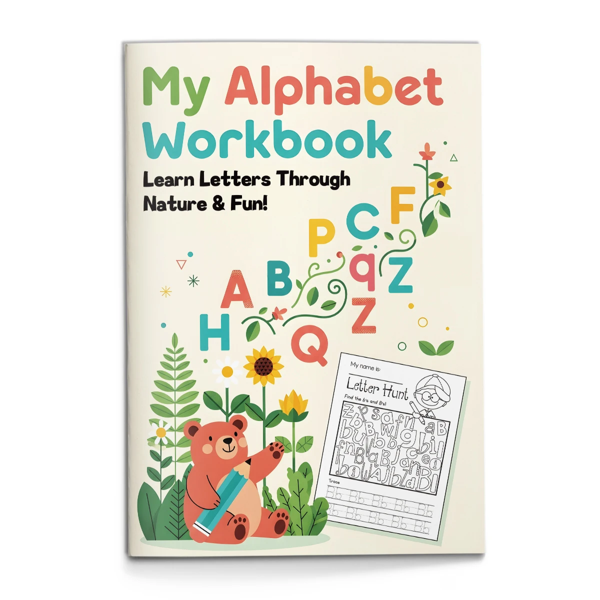 Children's alphabet coloring book, cute cartoon patterns, preschool early education workbook, boost your baby's hands-on skills