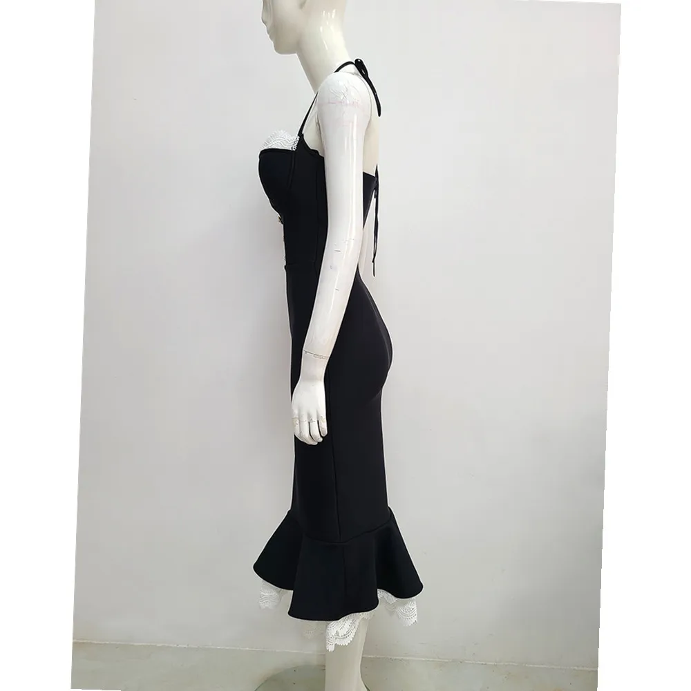 Ele Bla Hanging Ne Slim Fit شريط مرن Dr Fi Tail تنورة متوسطة الطول للنساء فستان سهرة Faion Par