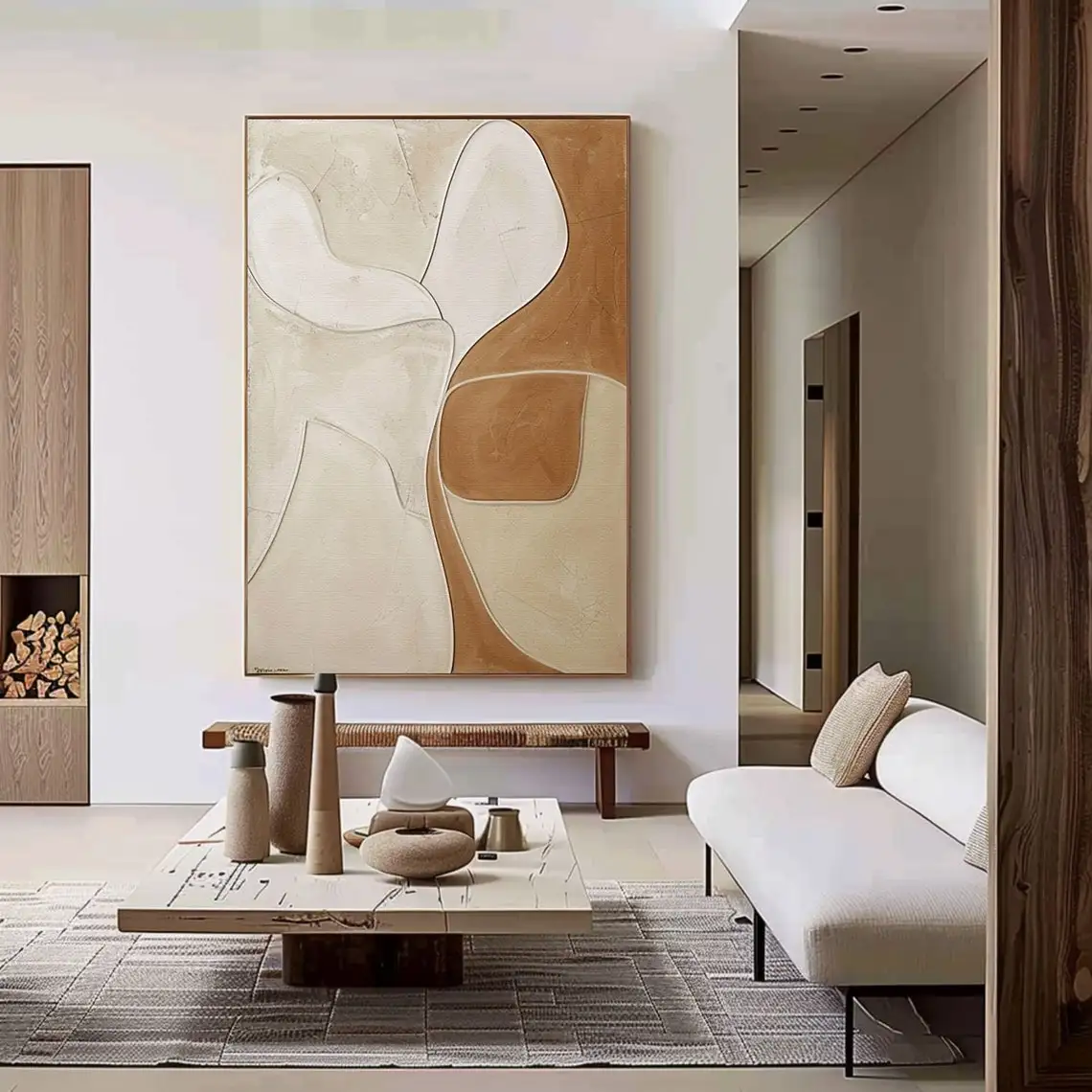 Large Brown And Beige Texture Handmade Oil Painting Canvas 3D Texture Wall Art Large Modern Contemporary Artwork For Living Room