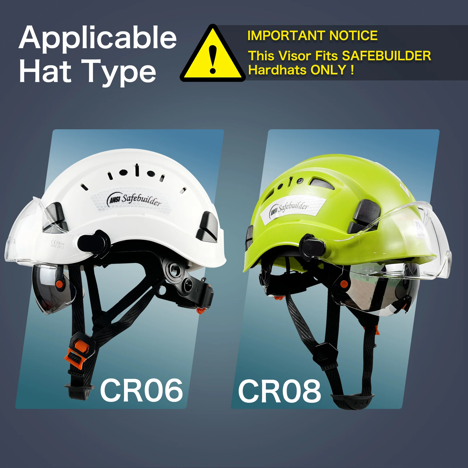 PC Safety Visor Safety Goggles Helmet Type Use Together With Safety Hard Hat CE EN166 ANSI Z87.1 Eyes Protection Work Industrial