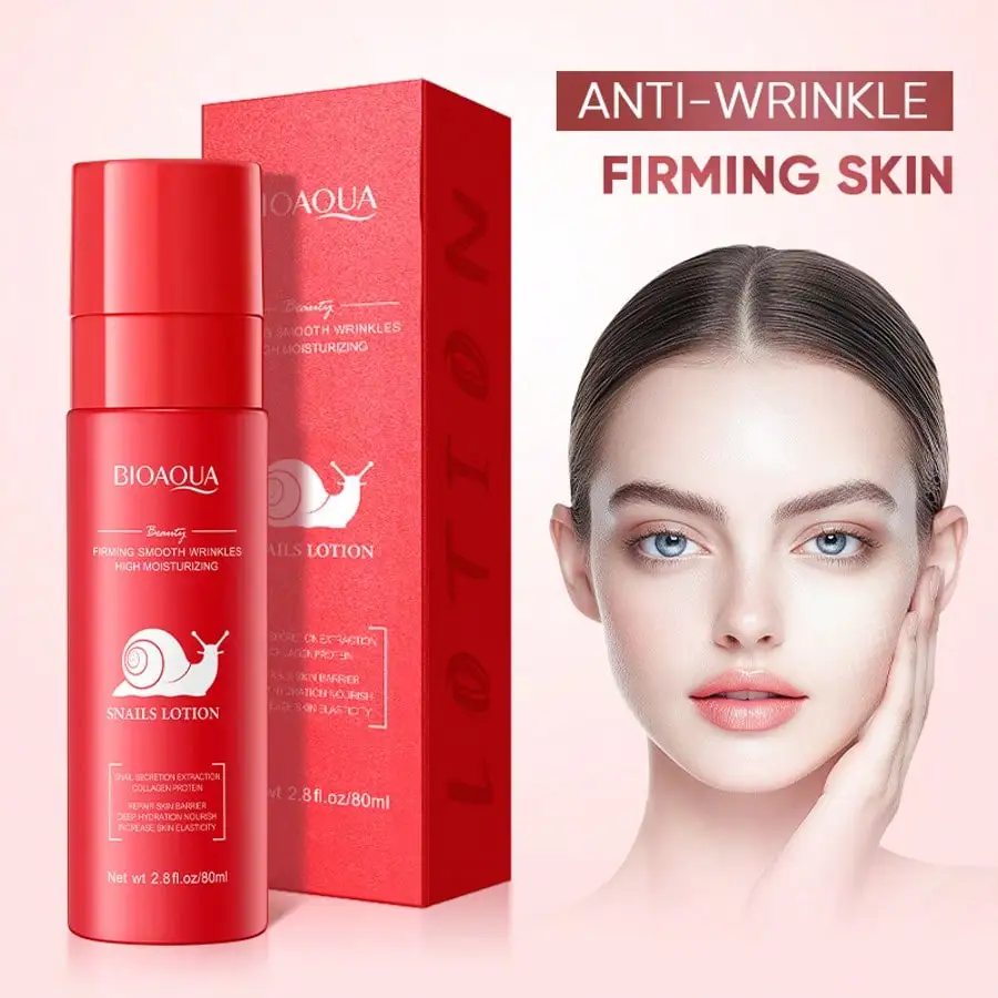Snail Moisturizing Emulsion—A nourishing and firming facial emulsion that revitalizes skin with a radiant glow, featuring a hyaluronic acid-enriched repair formula.
