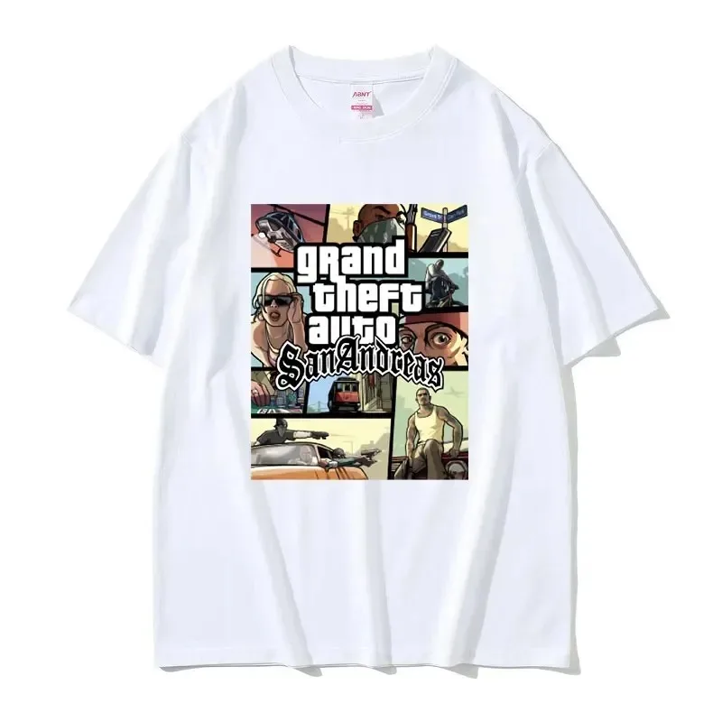 2024 Grand Theft Auto Vice City Print 100%Cotton T-Shirts GTA Game Men Women Casual T Shirt Harajuku Unisex Tees Tops Clothing