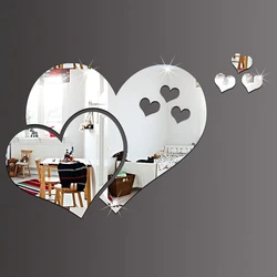 3D Acrylic Love Heart Pattern Wall Stickers, Mirror Wallpaper, Wedding, Bed Room, Home Room, Art Decor, Valentine's Day