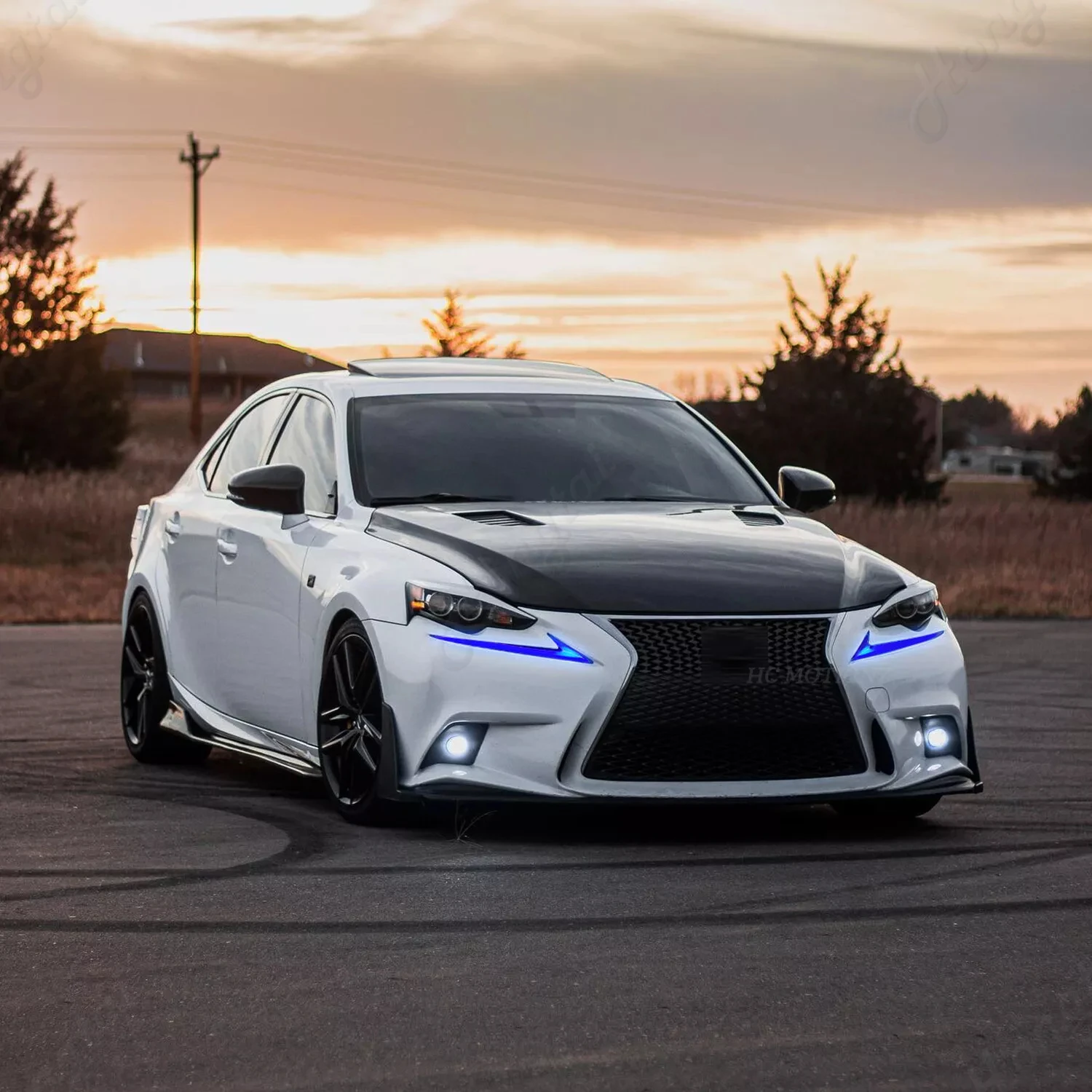 زوج من مصابيح النهار الجري لـ 2013-2021 لكزس IS250 IS300 IS350 مصابيح متتابعة بدء - يصل الرسوم المتحركة مع إشارة متتابعة