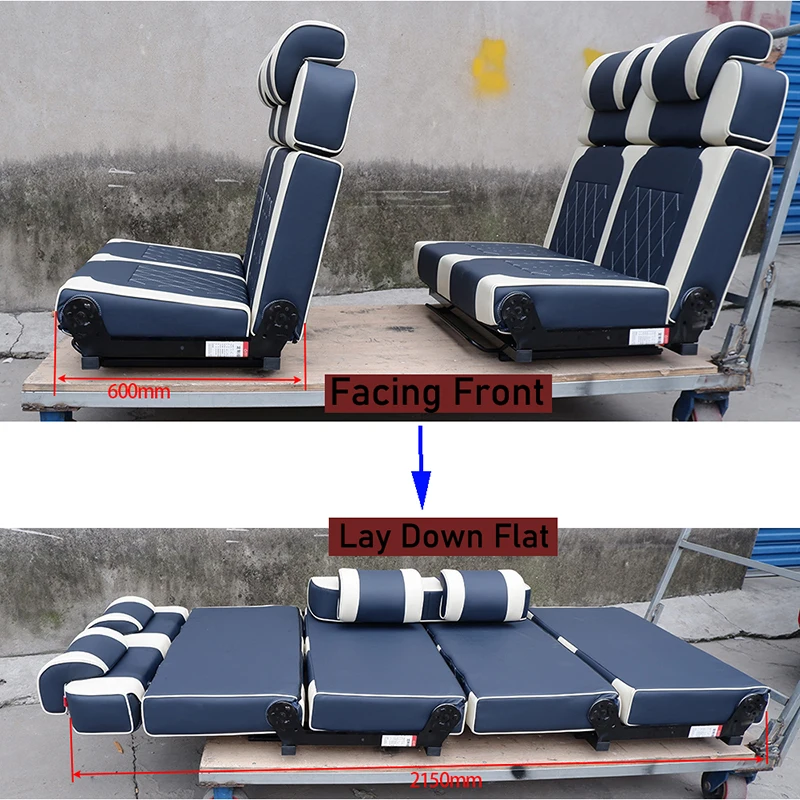 2025 Hot Sale Custom Made 2-Person Convertible PU Leather RV Seat Bed Folding Van Seat for Camper Van