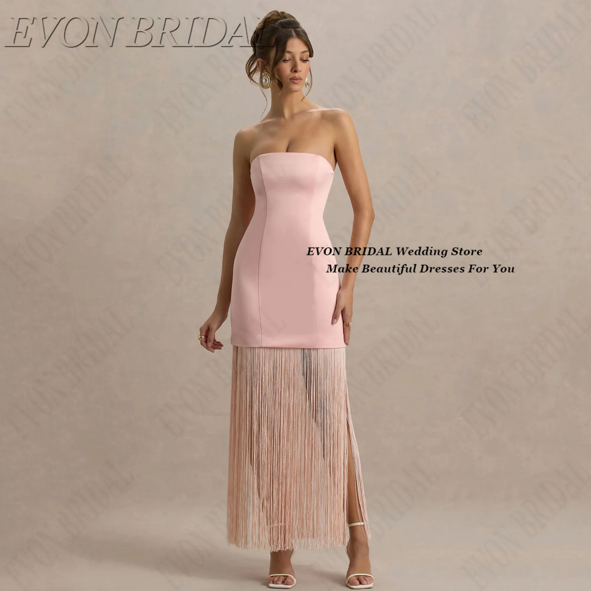 

Вечернее платье EVON BRIDAL розового цвета на заказ для женщин, без бретелек, с бахромой, для вечеринок и выпускных, с открытой спиной, для свадеб и торжеств EVON BRIDAL — индивидуальное розовое вечернее платье для жен