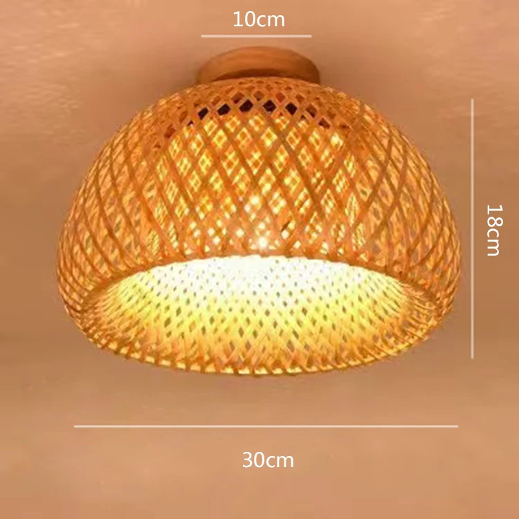 Natural Bamboo Ceiling Light E27 handmade knitting Home Creative Lighting Chinese Zen Room Aisle Decorative Cage Light Fixtures