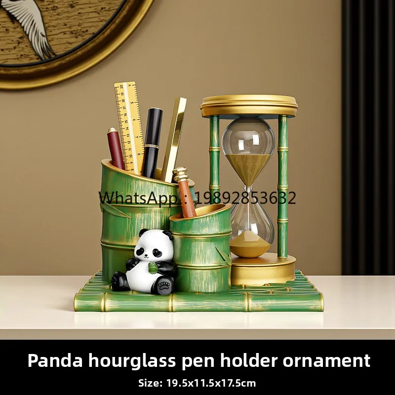 

ZC Panda Merchandise Cultural and Creative Souvenirs Pen Holder Hourglass Office Desk Decoration Gift