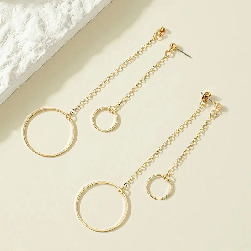 Gold Color Hallowout Round Brass Wire Earring Snake Boots Square Cutout Earrings For Women Silver Color Cute Girls Jewelry