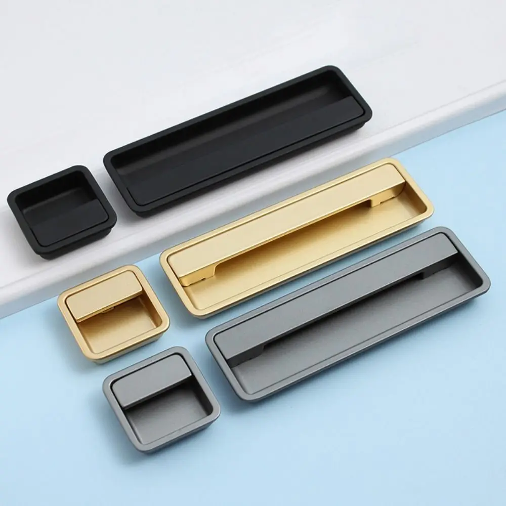 

New Aluminium Alloy Recessed Door Handle Furniture Hardware Door Handlebar Invisible Embedded Door Knob Cupboard