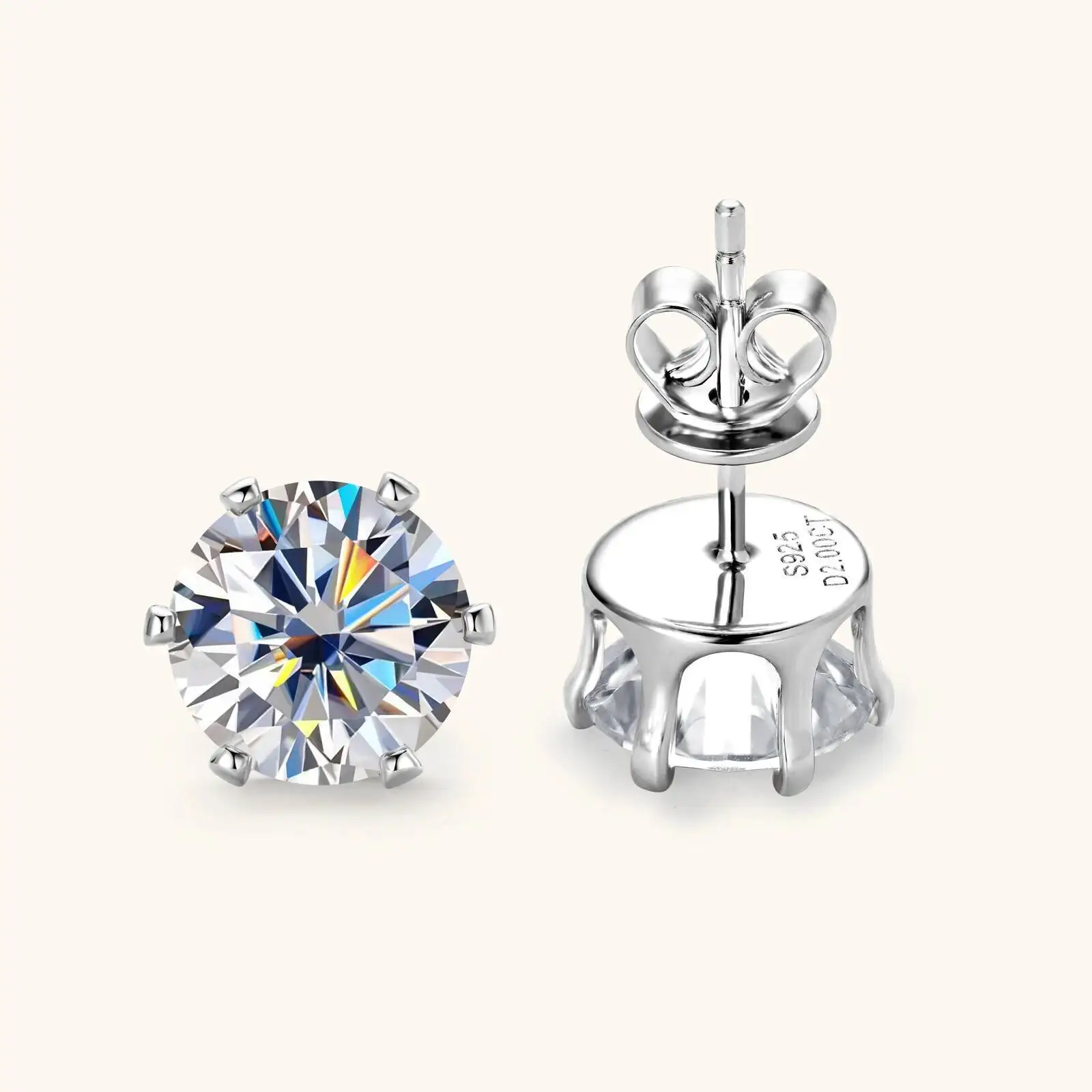 JoiasHome Ohrstecker aus 925er Sterlingsilber, 0,1–3 Karat, D-Farbe, Moissanit-Ohrstecker, funkelnder Piercing-Schmuck für Damen und Herren – Detail 11