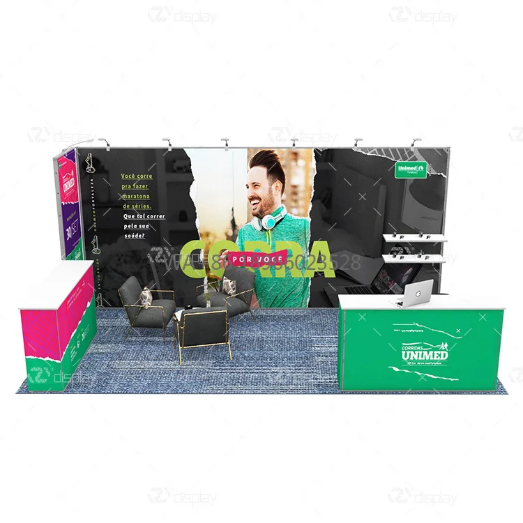 Espositore per esposizione popolare riutilizzabile in alluminio da 10x20 piedi, facile installazione, stand per esposizioni commerciali, per auto-construzione