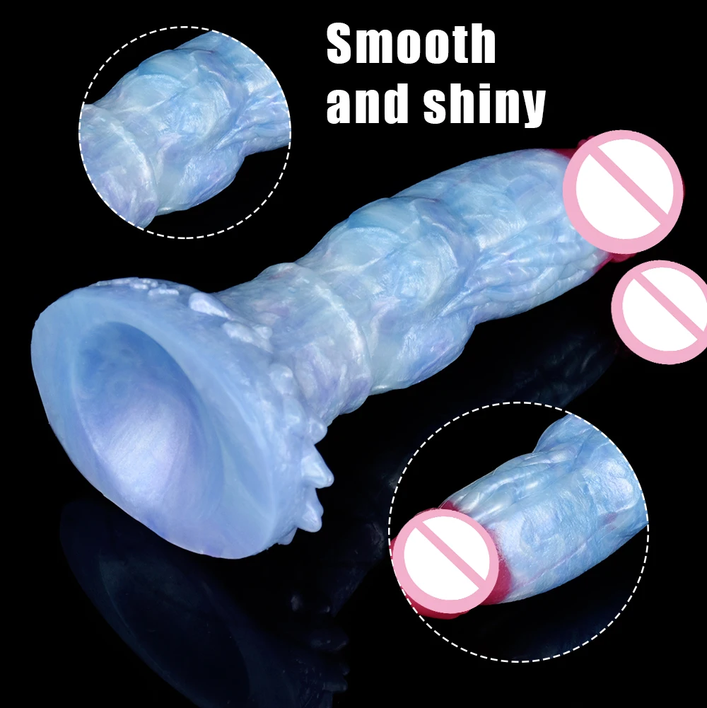 YESBUY Ice Dragon Dildo Silicone Animal Fake Penis Anus Plug For Men Anal Sex Toy With Suction Cup Female Masturbator Adult Tool