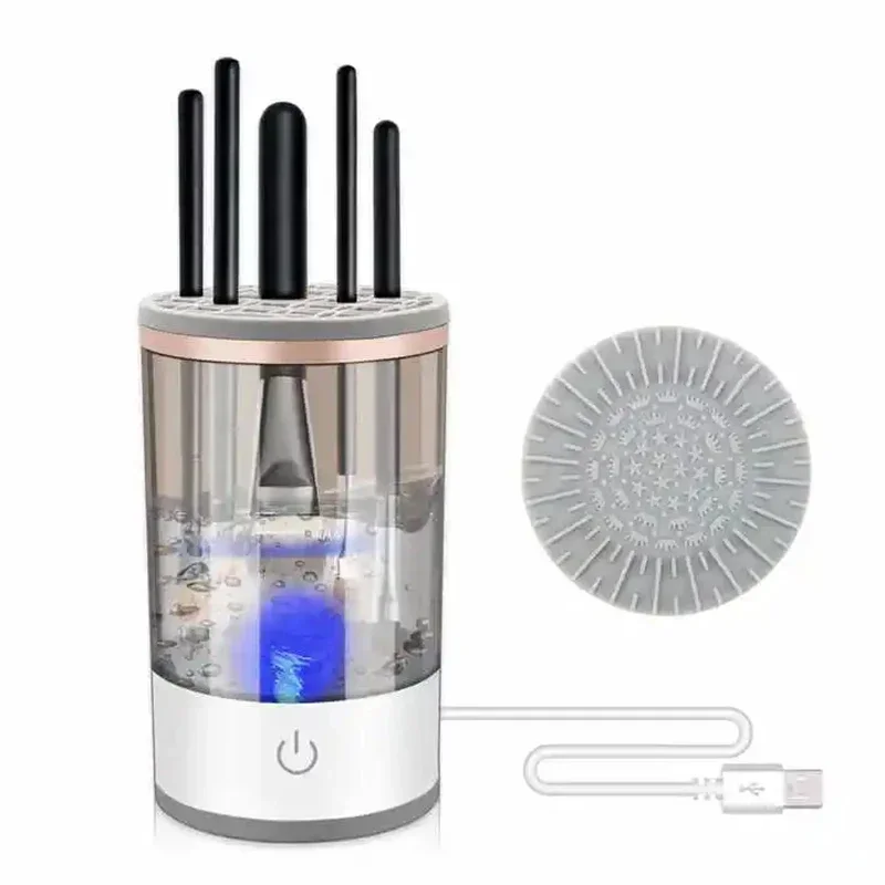 3 In 1 แปรงแต่งหน้าไฟฟ้าทําความสะอาดอัตโนมัติ Spinner แปรงแต่งหน้าผู้ถือขาตั้งผู้หญิงขี้เกียจแปรงทําความสะอาดเครื่องซักผ้าเครื่องมือแห้งเร็ว