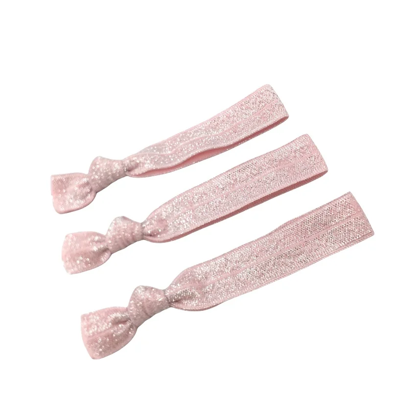 50 Stück/200 Stück glitzernde geknotete Haargummis, Pferdeschwanzhalter, bunt, keine Falten, elastisches Band, Handdreh-Armband, Zubehör – Detail 16
