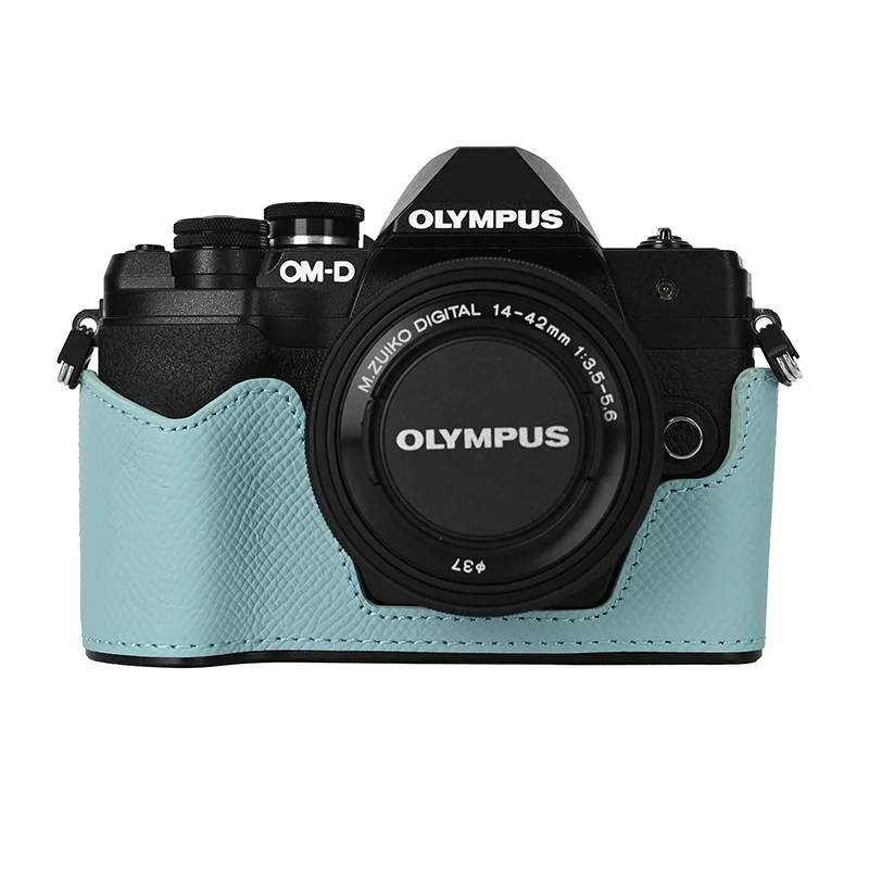 

Aluminum Alloy Plate Genuine Leather Case Camera Bag Half Body Base for Olympus OM-D E-M10 IV Protective Opening Bottom Cover