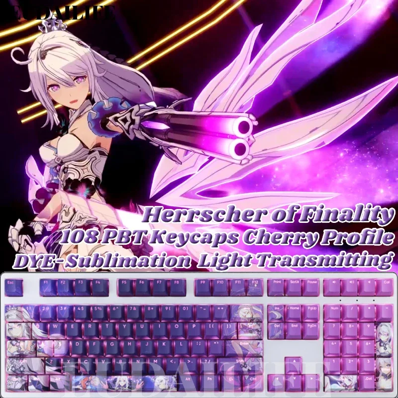Kiana Kaslana 108 Keycap PBT DYE Sublimation Honkai Impact Light Transmitting Cherry Switch Cross Key Cover Mechanical Keyboard