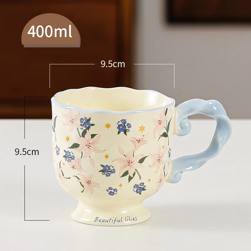 Keramikbecher, Kaffeetasse, hochwertige Blumenbecher, unterglasierte farbige Wasserbecher, tägliche Kaffeetasse für den Haushalt für Frauen, Tassen, Teetasse