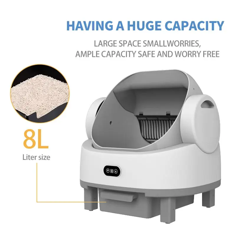 Tuya APP Control Pet Smart Cat Litter Box 8L Big Capacity Smart Auto Self-Cleaning Automatic Cat Toilet