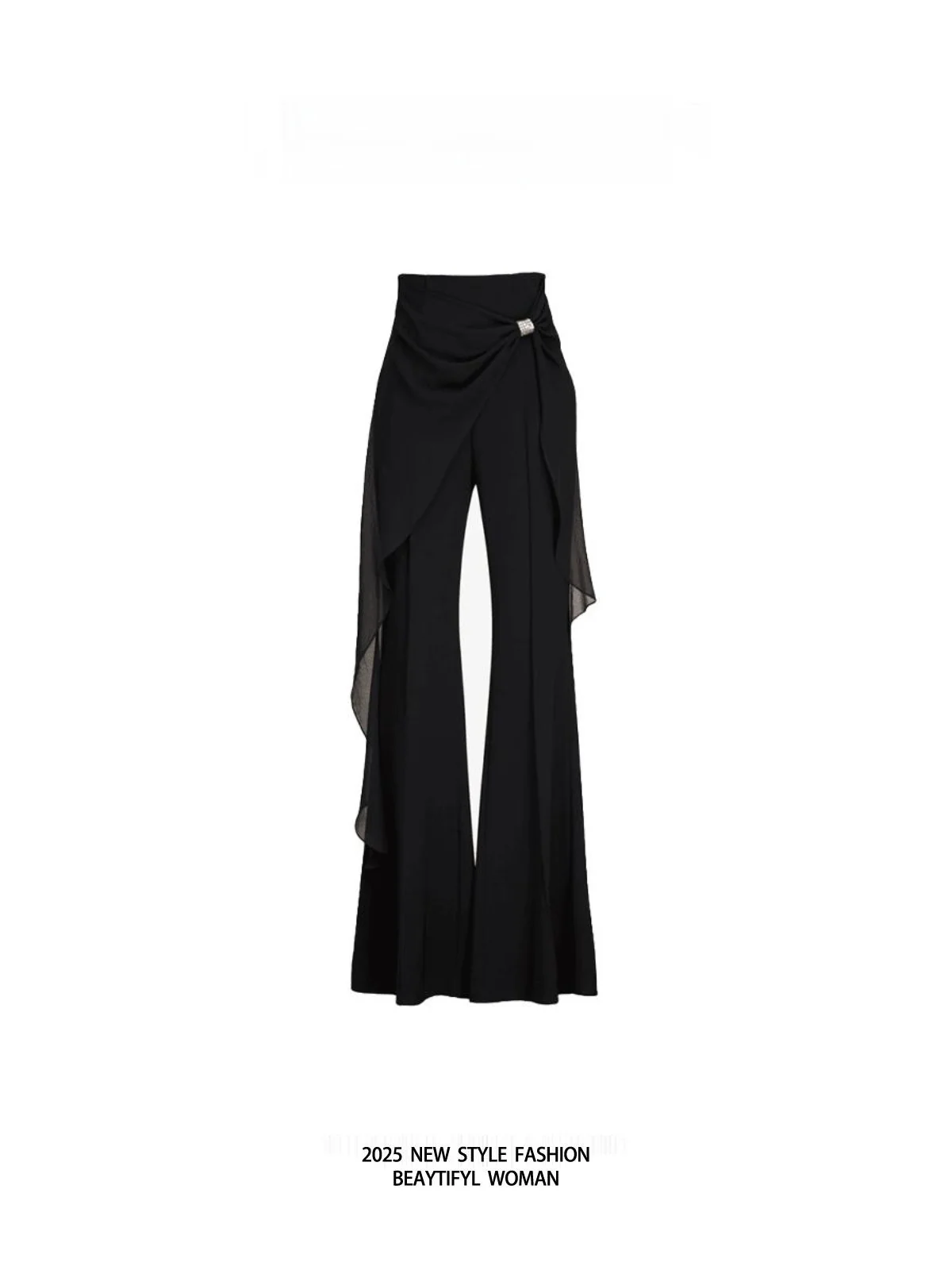 

Casual Commute Sle Wide Leg Loose Women's Pants Me Splicing Design High Waist Long Trousers Comfortable Loose Flared Pants