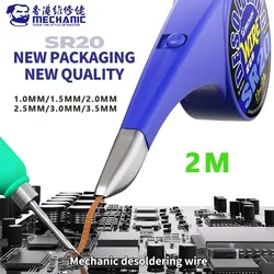 Mechanic SR20 2M Anti-hot Desoldering Wick Tape With Thumb Wheel Dispenser & Stainless Steel Mouth For Soldering Solder Remover