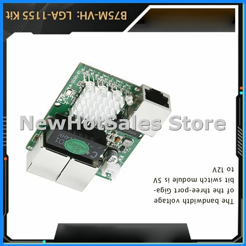 

Industrial-Grade Min Three-Port 1000M Gigabit RJ45 Standard Port Network Switch Module 5V-12V Powered Network Splitter-AT48