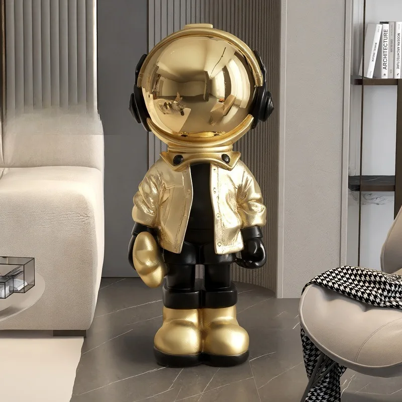 70cm Luxury Electroplated Astronaut Figurine Resin Space Man Statue Ornament Model Nordic Style Home Decor Large Size Sculpture