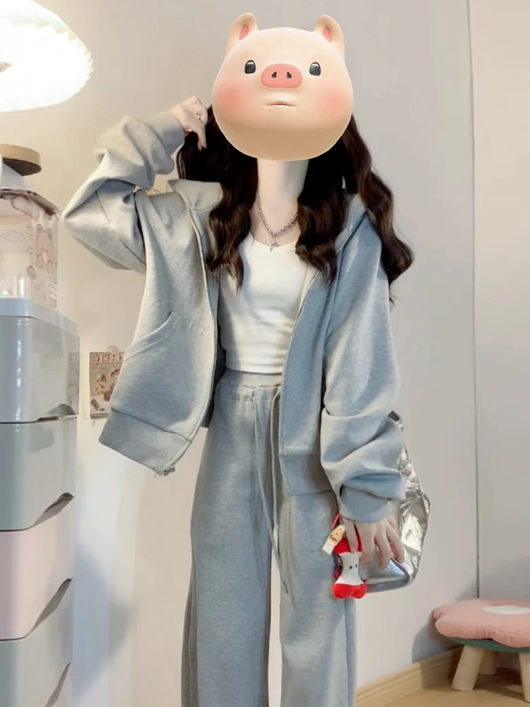 Early Autumn Casual Sportswear Hoodie Set Women's Unique Beautiful Korean Sle High-End Feelings Whole Set Matching