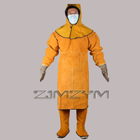 1Set Electric Welding Clothing Cowhide Suit,Retardant High-temperature Split Welding Protective Welding Clothing,Headband/gloves