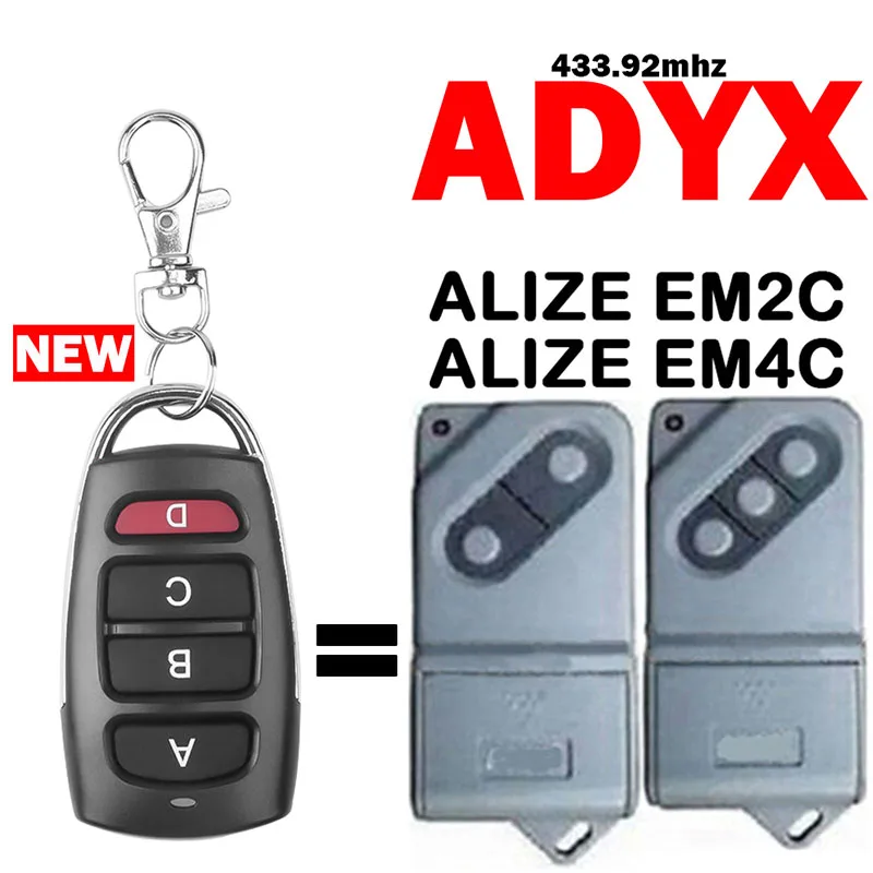 ADYX ALIZE EM2C EM4C Garage Door Opener Remote Control Duplication 4 Channels 433.92MHz Fixed Code Transmitter ADYX ALIZE EM2C