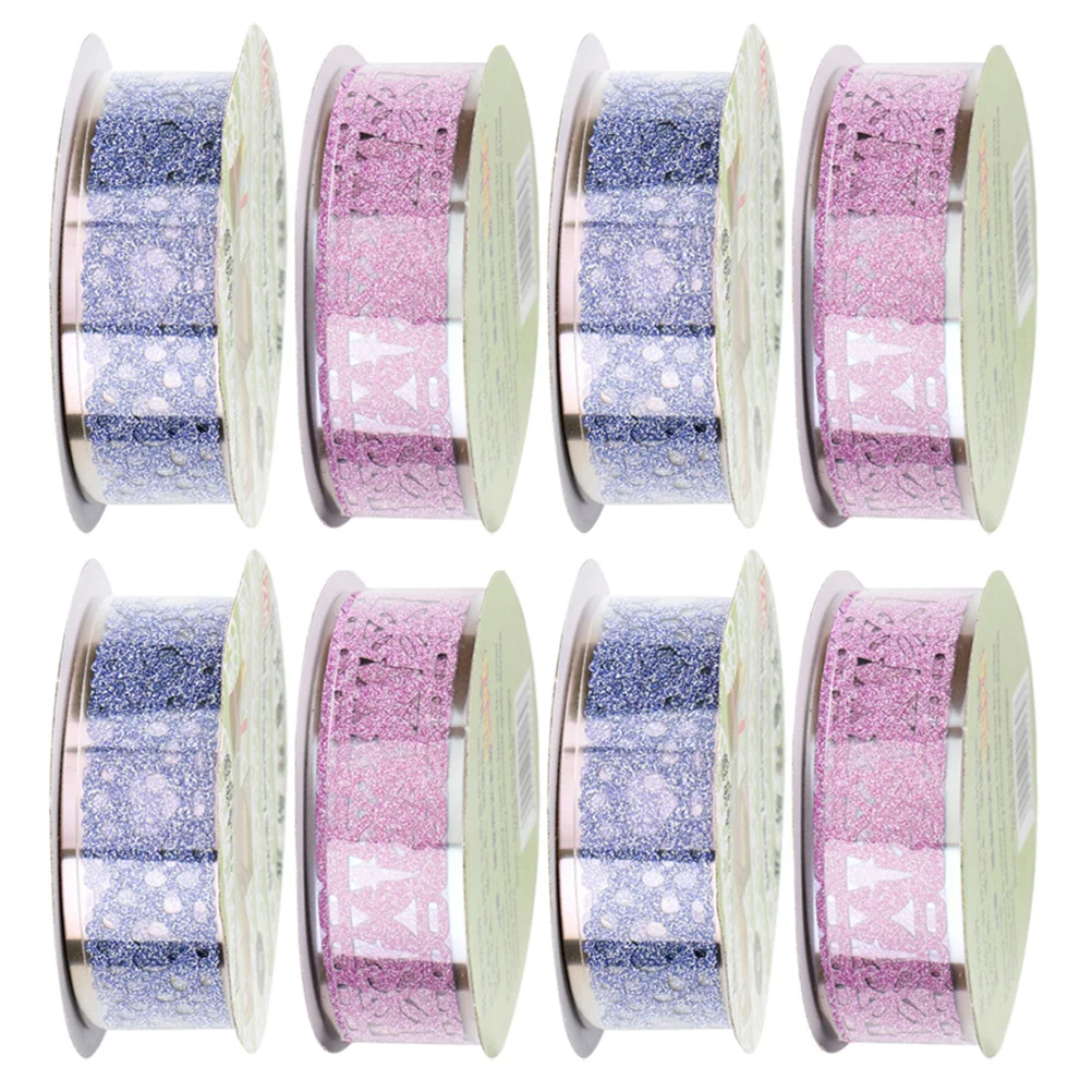 

8 Rolls Lace Pattern Self-Adhesive Tape For Photo Album Scrapbooking Diy Craft Decorative Glitter Lace Tape Handcrafting Plastic