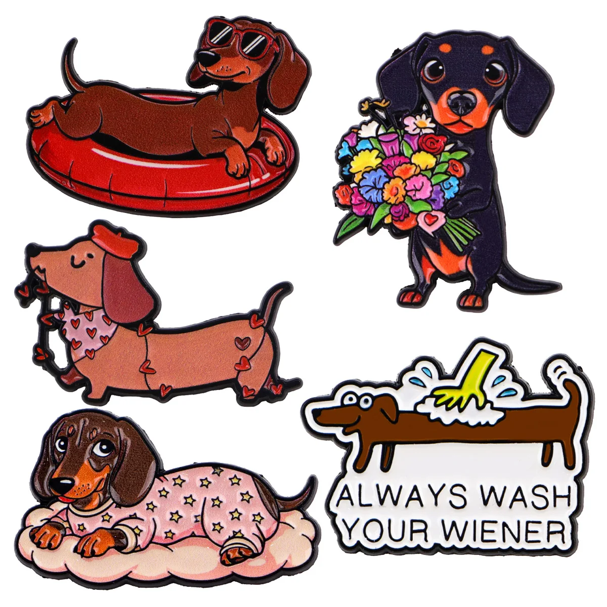 Mens Grooming Kit Gift - 1-2pcs/set Brown Dogs Enamel Pins Metal