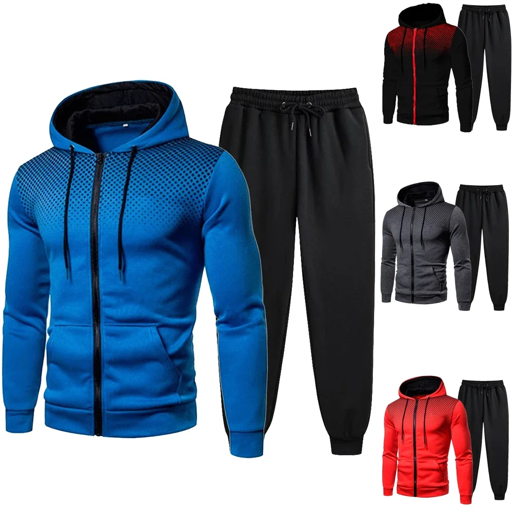 

Mens Tracksuits Men's Clothing Men Sets Hoodie Set Zipper Sweatshirt Casual Sport Sweatpants Man Sweat Suit Set Running