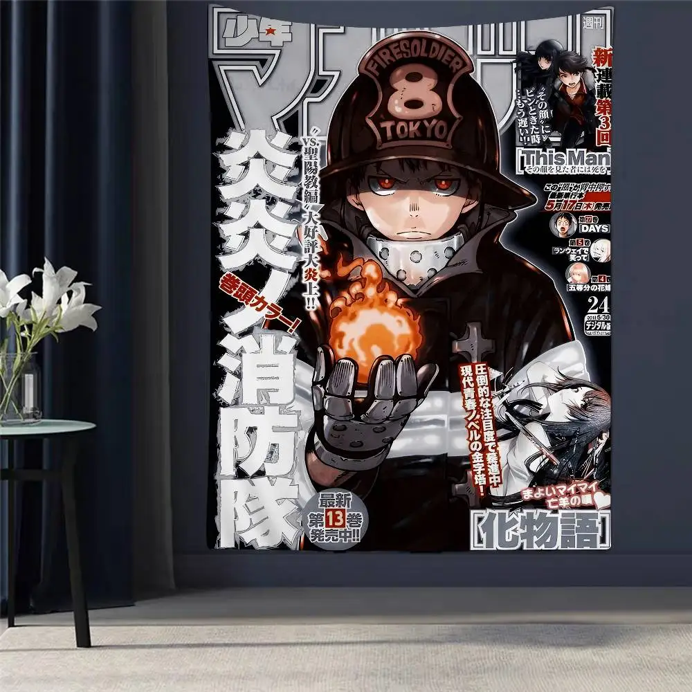 

Fire Force Anime Printed Large Wall Tapestry Wall Hanging Decoration Household Decor Blanket