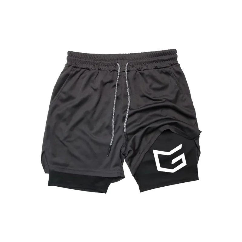 Men's Sports and Leisure Shorts Quick Drying Breathable 2-in-1 Double-layer Running Shorts Sports and Fitness Shorts Towel Loop
