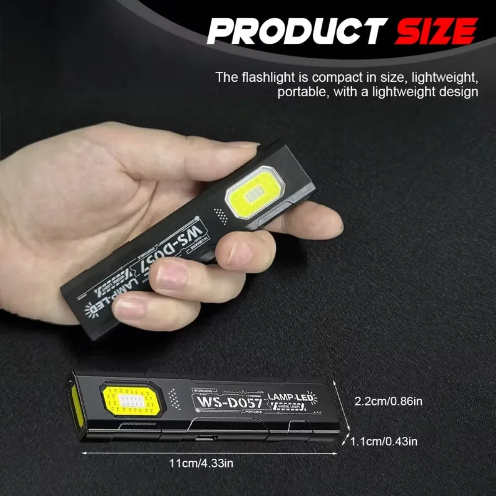 ไฟฉายพวงกุญแจ LED COB แบบชาร์จ USB ได้ 5 โหมดแสง ไฟฉายขนาดเล็กพร้อมแม่เหล็กสำหรับเดินป่า ตกปลา กิจกรรมกลางแจ้ง