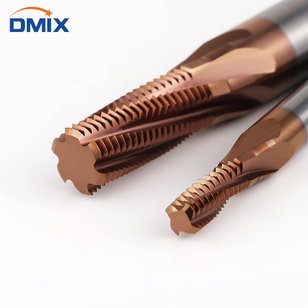 قاطعة طحن خيط الأسنان الكاملة DMIX مطلية بسبائك الصلبة الصلبة ذات الأسنان الكاملة MHP MAL M3 M4 M5 M8 M10 M12 M14 M16