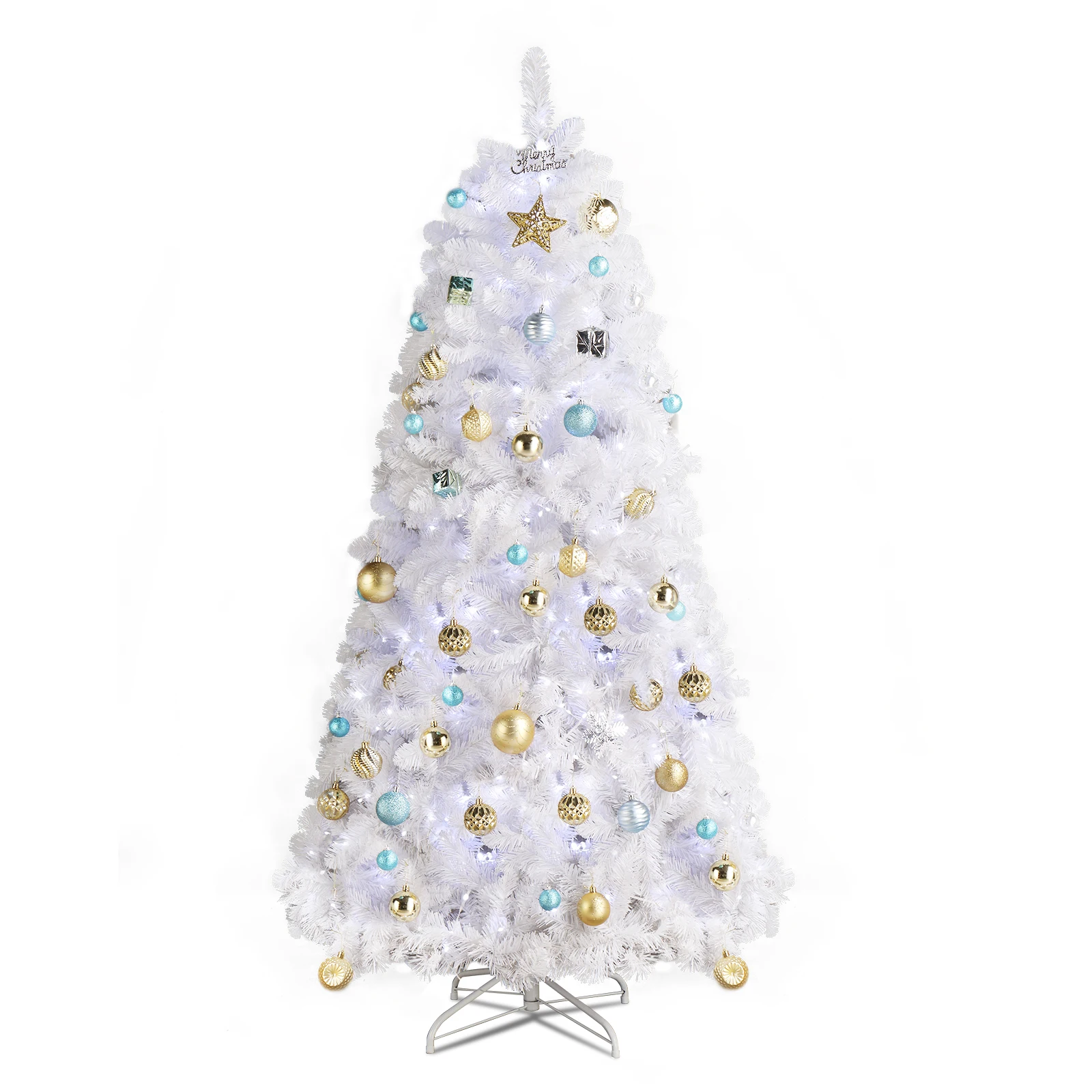 

6ft 845 Branches Hanging Tree Structure PVC Material White Round Head 300 Lights Cool Color 8 Modes