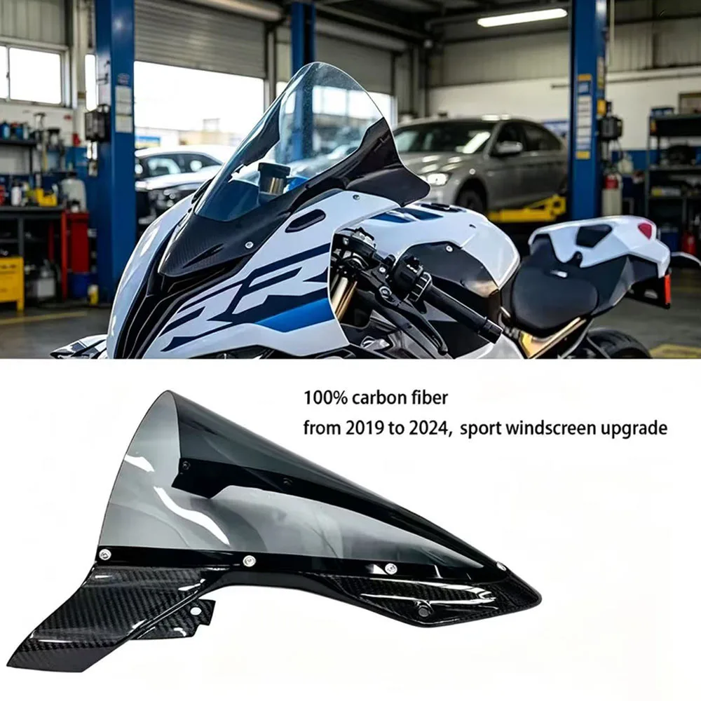 3K Carbon Fiber Sport Windscreen Upgrade Suitable for BMW S1000RR, M1000RR Motorcycles from 2019 to 2024,