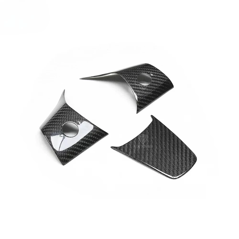 

For Tesla Model 3 Dry Carbon Fiber Steering Wheel Trim 3 Pcs/set Interior Cover Car Accessories