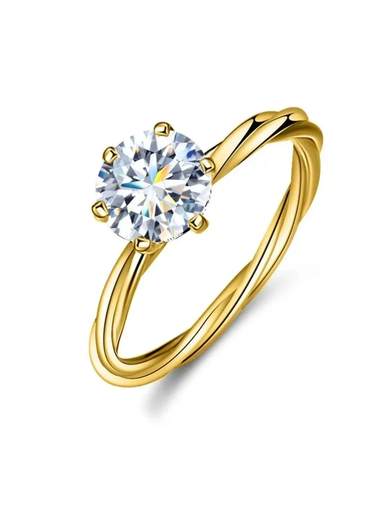 Echte 1CT klassische, zertifizierte Moissanit-Diamant-Verlobungsringe für Damen, Hochzeitsgeschenk, modischer, glänzender Schmuck von höchster Qualität – Detail 5
