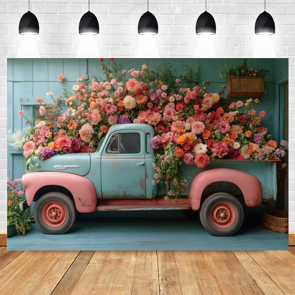 

Spring Flower Car Photography Backdrop Nature Landscape Wedding Party Baby Shower Birthday Decoration Photo Background Props