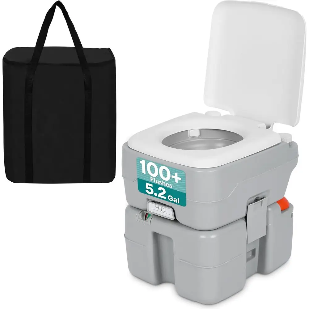 

5.2 Gal Portable Camping Toilet or Adults, 100+ lushes, Porta Potty Camp Toilet with Detachable Waste Tank, Level Indicator, Car