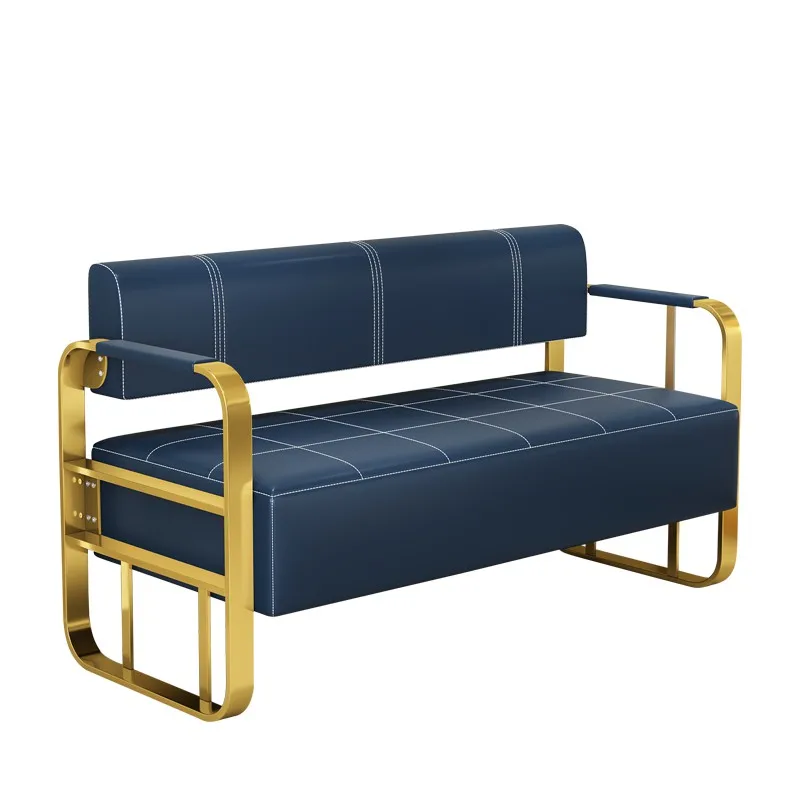 Divano per barbiere Sedia d'attesa Parrucchiere Cliente Salone per unghie Area di riposo Divano con striscia in acciaio inossidabile