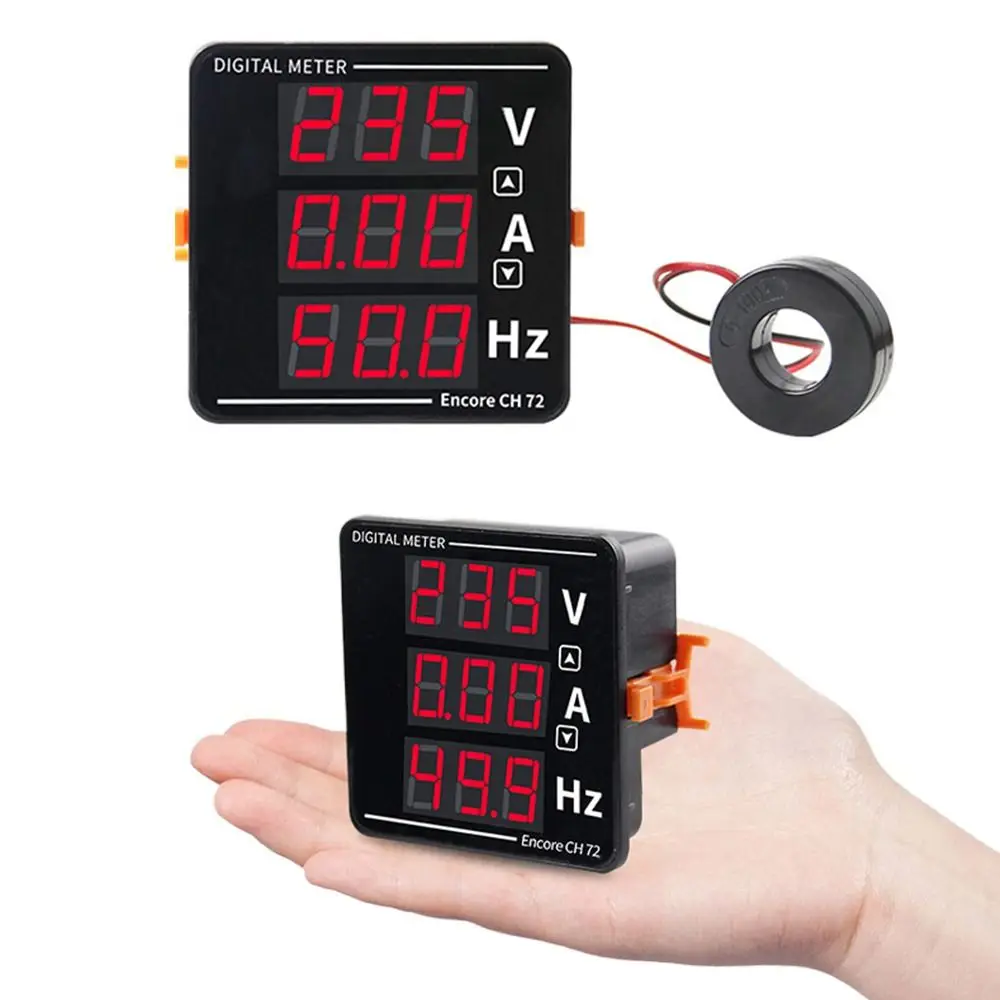 High-precision 3 in 1 Voltage Digital Meter LED Digital Display AC50-500V 0-120A 10-99.9Hz Multimeter Panel Portable