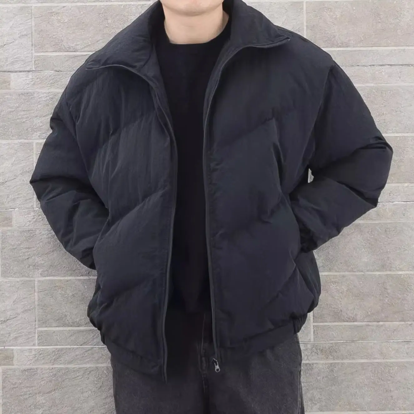 

Winter Cotton Jacket Men Thick Fleece Lined Korean Style Trendy Casual Warm Padded Coat Japanese Fashion Outerwear Tops
