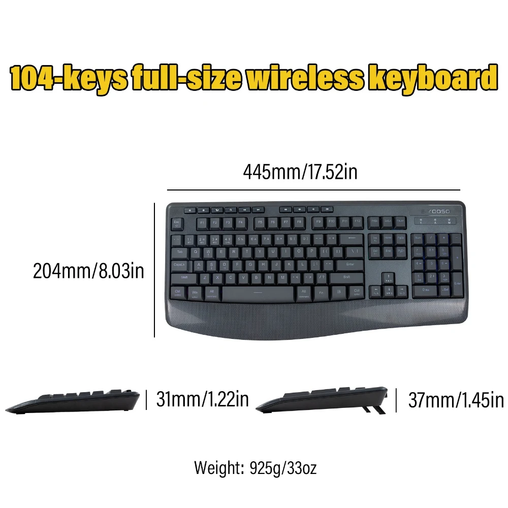 E-YOOSO RGB Colorful Gaming Keyboard 104 Keys Bluetooth 2.4G USB Wired Mechanical Keyboard with Wrist Rest Low Voltage Indicator