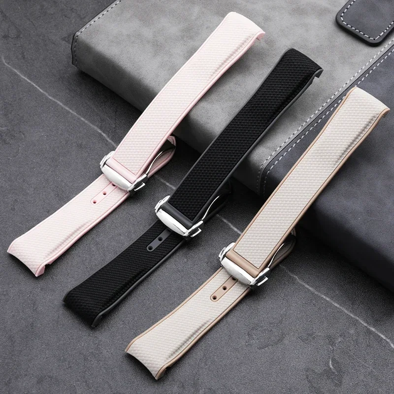 NEW 20mm  Soft Dual Rubber Watchband For Omega Strap X S-watch Joint MoonSwatch Celestial  Curved End Wristband